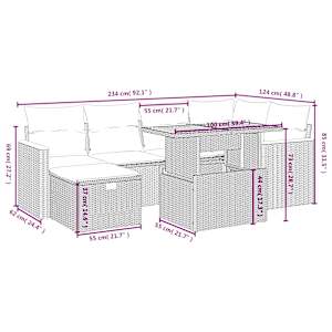 Vrtna sedežna garnitura 7-delna z blazinami črn poli ratan - slika 4