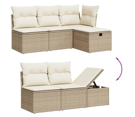 vidaXL Salon de jardin avec coussins 7 pcs beige r&eacute;sine tress&eacute;e