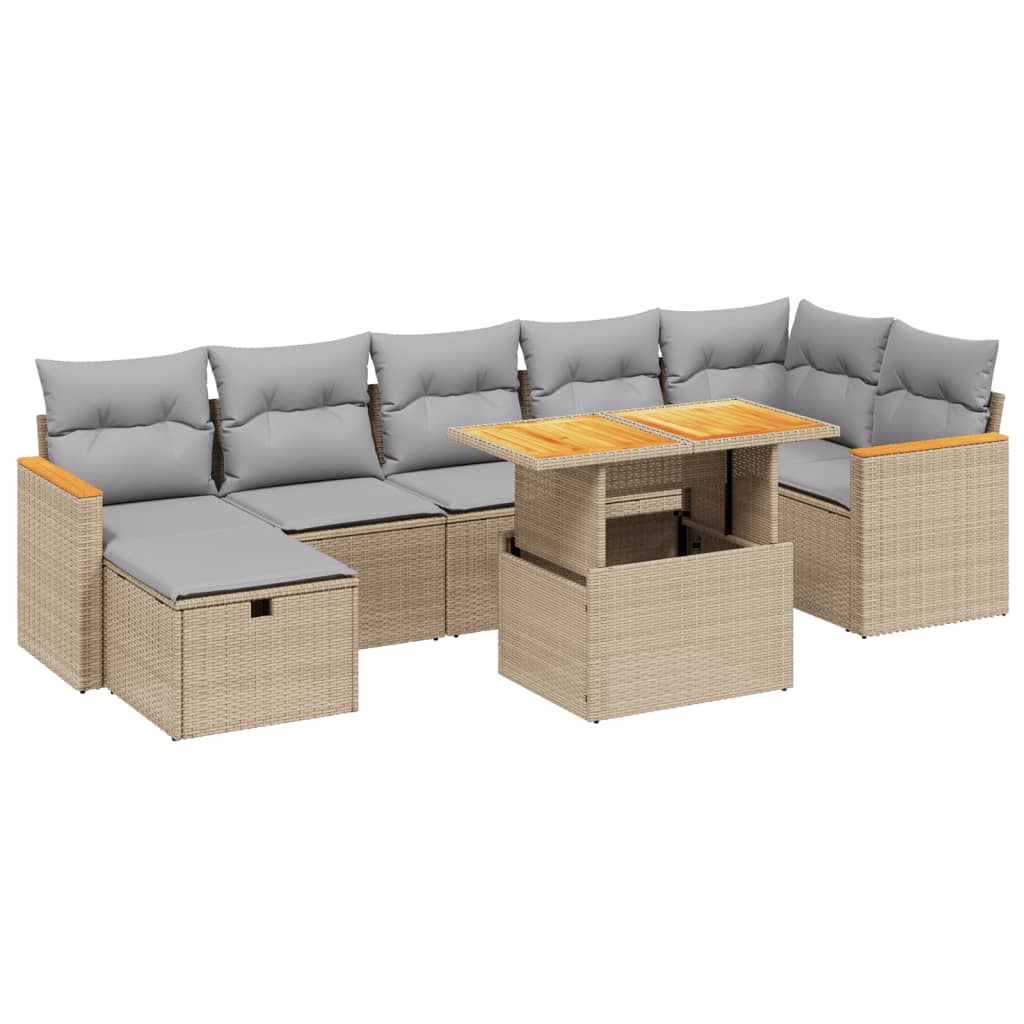 Thumbnail - vidaXL 8-tlg. Garten-Sofagarnitur mit Kissen Beige Poly Rattan