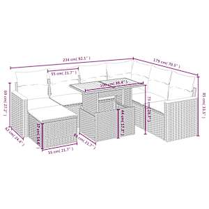 Vrtna sedežna garnitura 8-delna z blazinami bež poli ratan - slika 4