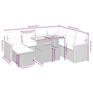Vrtna sedežna garnitura 8-delna z blazinami siv poli ratan - slika 4