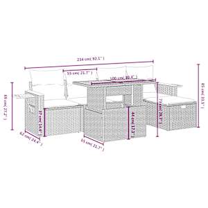 Vrtna sedežna garnitura 6-delna z blazinami bež poli ratan - slika 4