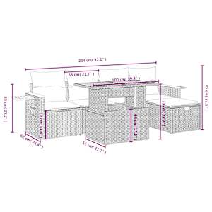 Vrtna sedežna garnitura 6-delna z blazinami siv poli ratan - slika 4