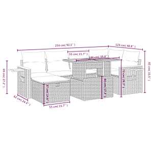 Vrtna sedežna garnitura 7-delna z blazinami siv poli ratan - slika 4