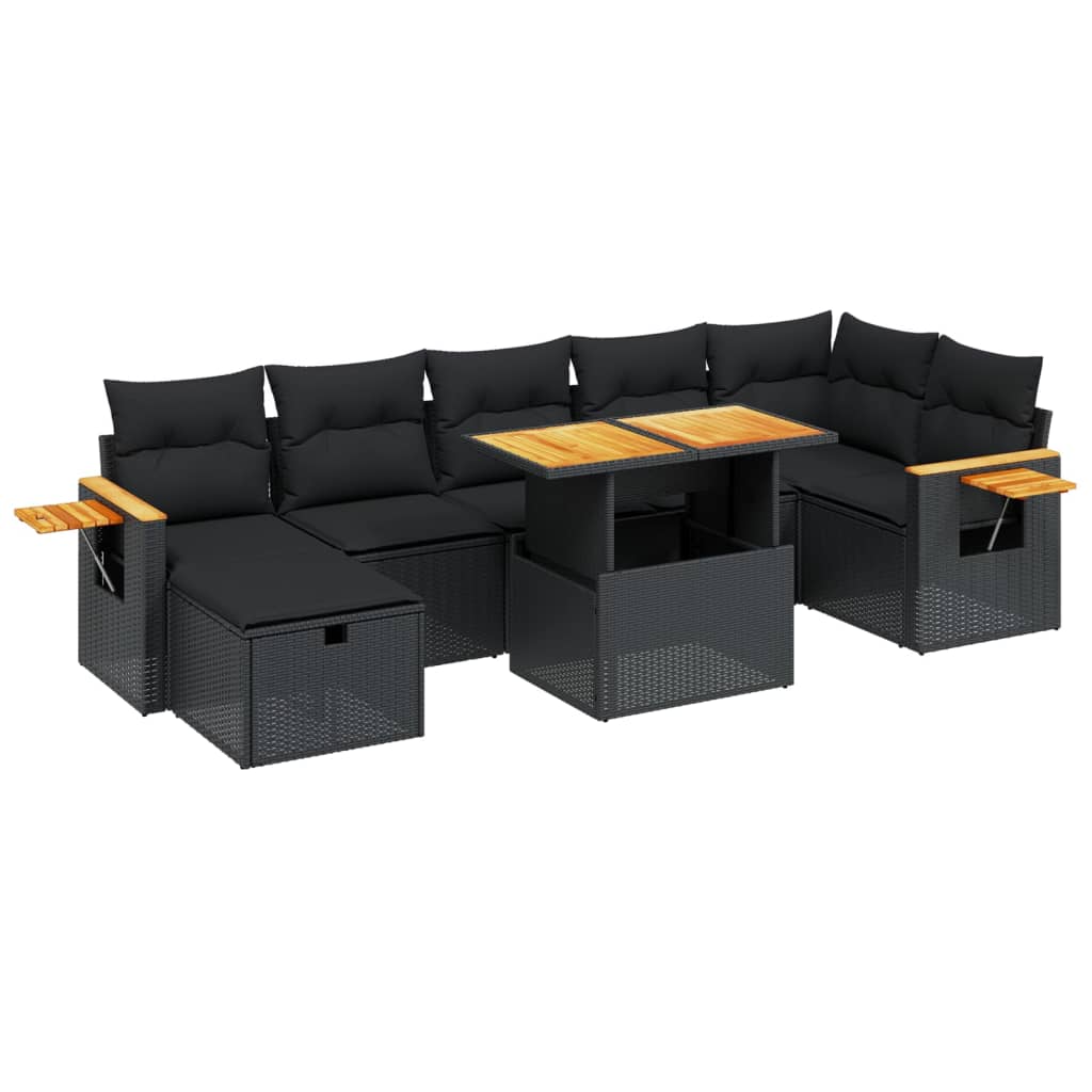 Thumbnail - vidaXL 8-tlg. Garten-Sofagarnitur mit Kissen Schwarz Poly Rattan