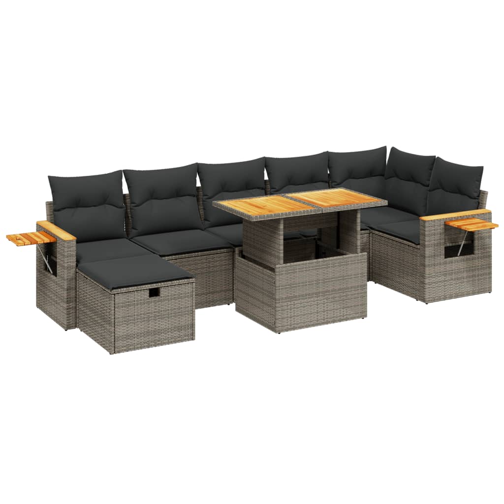 Thumbnail - vidaXL 8-tlg. Garten-Sofagarnitur mit Kissen Grau Poly Rattan