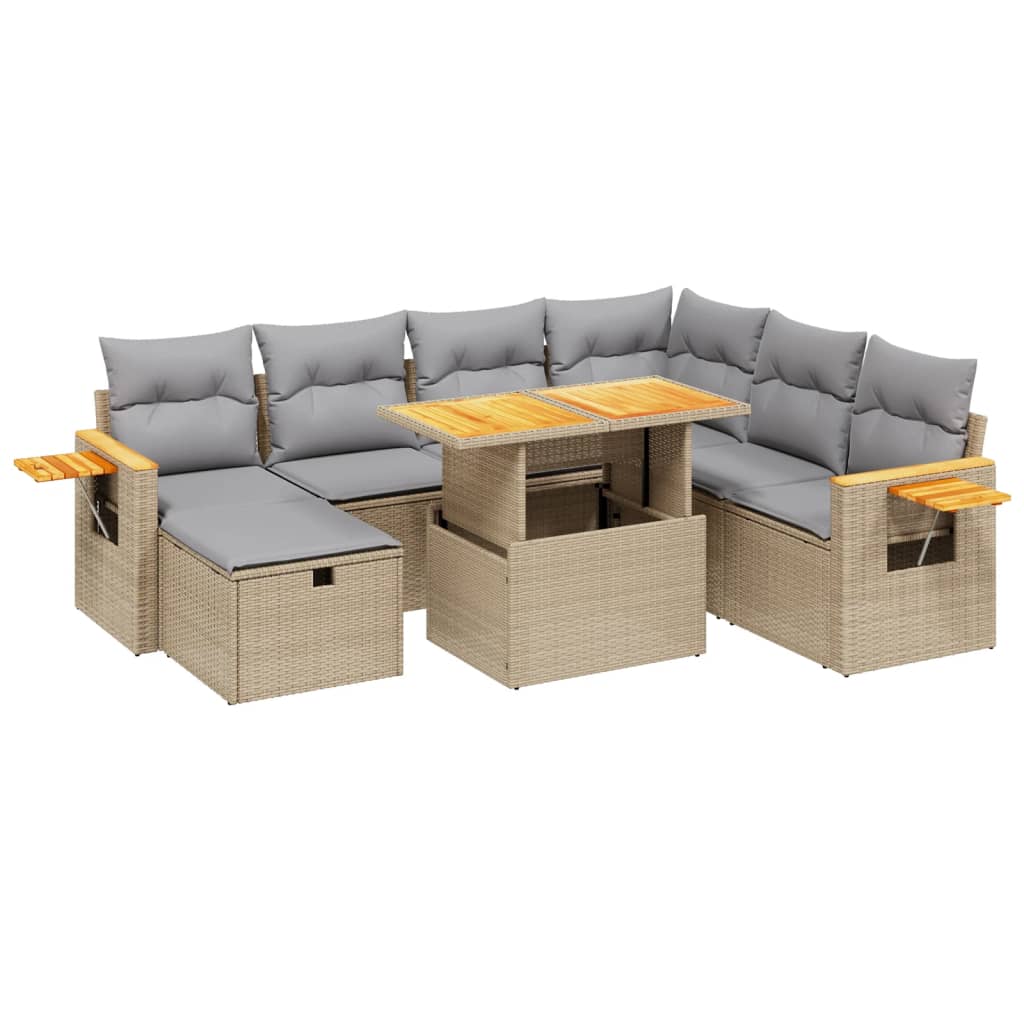 Thumbnail - vidaXL 8-tlg. Garten-Sofagarnitur mit Kissen Beige Poly Rattan