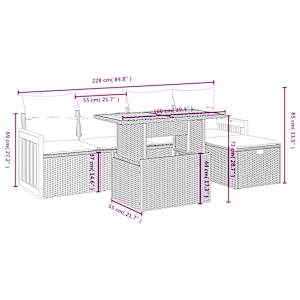 Vrtna sedežna garnitura 6-delna z blazinami črna poli ratan - slika 3