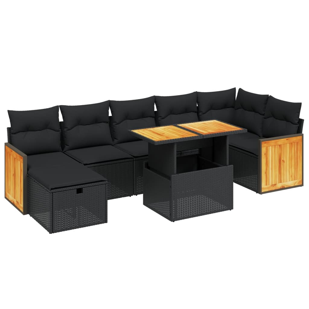 Thumbnail - vidaXL 8-tlg. Garten-Sofagarnitur mit Kissen Schwarz Poly Rattan