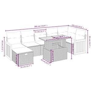 Vrtna sedežna garnitura 8-delna z blazinami črn poli ratan - slika 4
