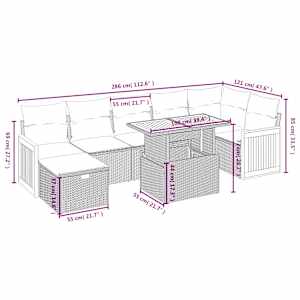 Vrtna sedežna garnitura 8-delna z blazinami siv poli ratan - slika 4
