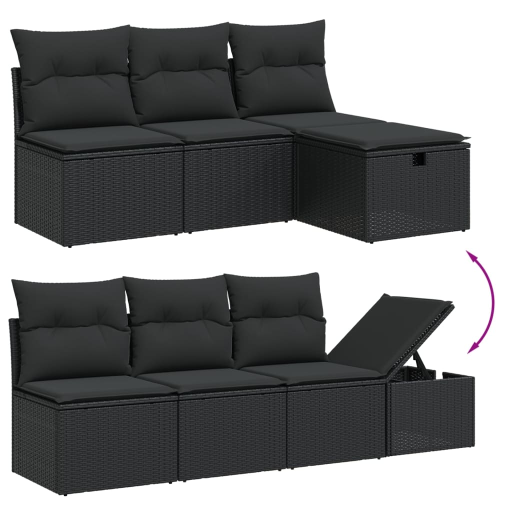 vidaXL 8-delige Loungeset met kussens poly rattan zwart afbeelding