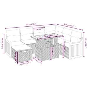 Vrtna sedežna garnitura 8-delna z blazinami črn poli ratan - slika 4