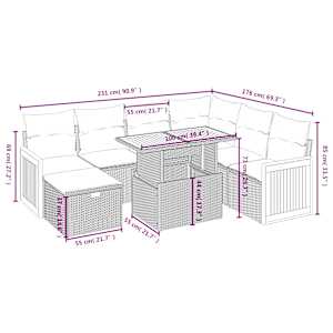 Vrtna sedežna garnitura 8-delna z blazinami bež poli ratan - slika 4
