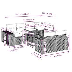 Vrtna sedežna garnitura 11-delna z blazinami črn poli ratan - slika 13