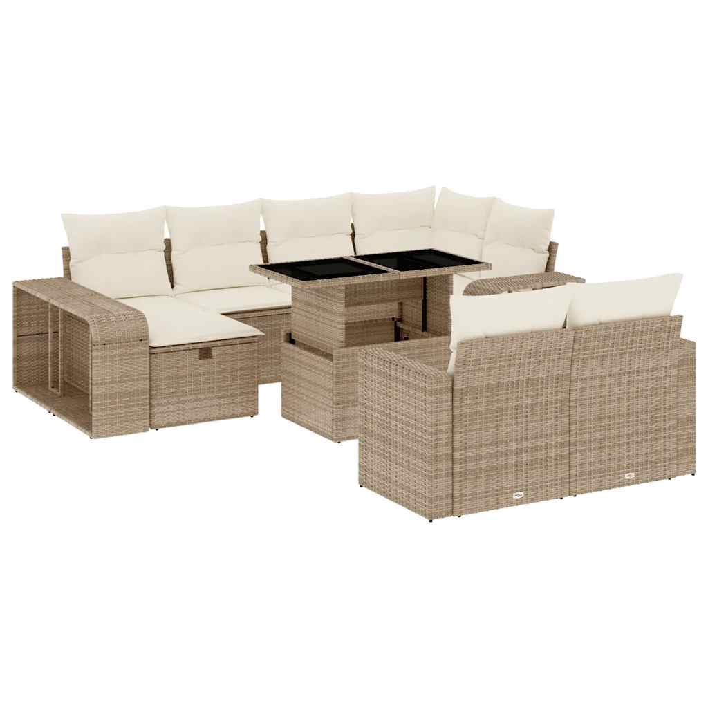 Thumbnail - vidaXL 11-tlg. Garten-Sofagarnitur mit Kissen Beige Poly Rattan