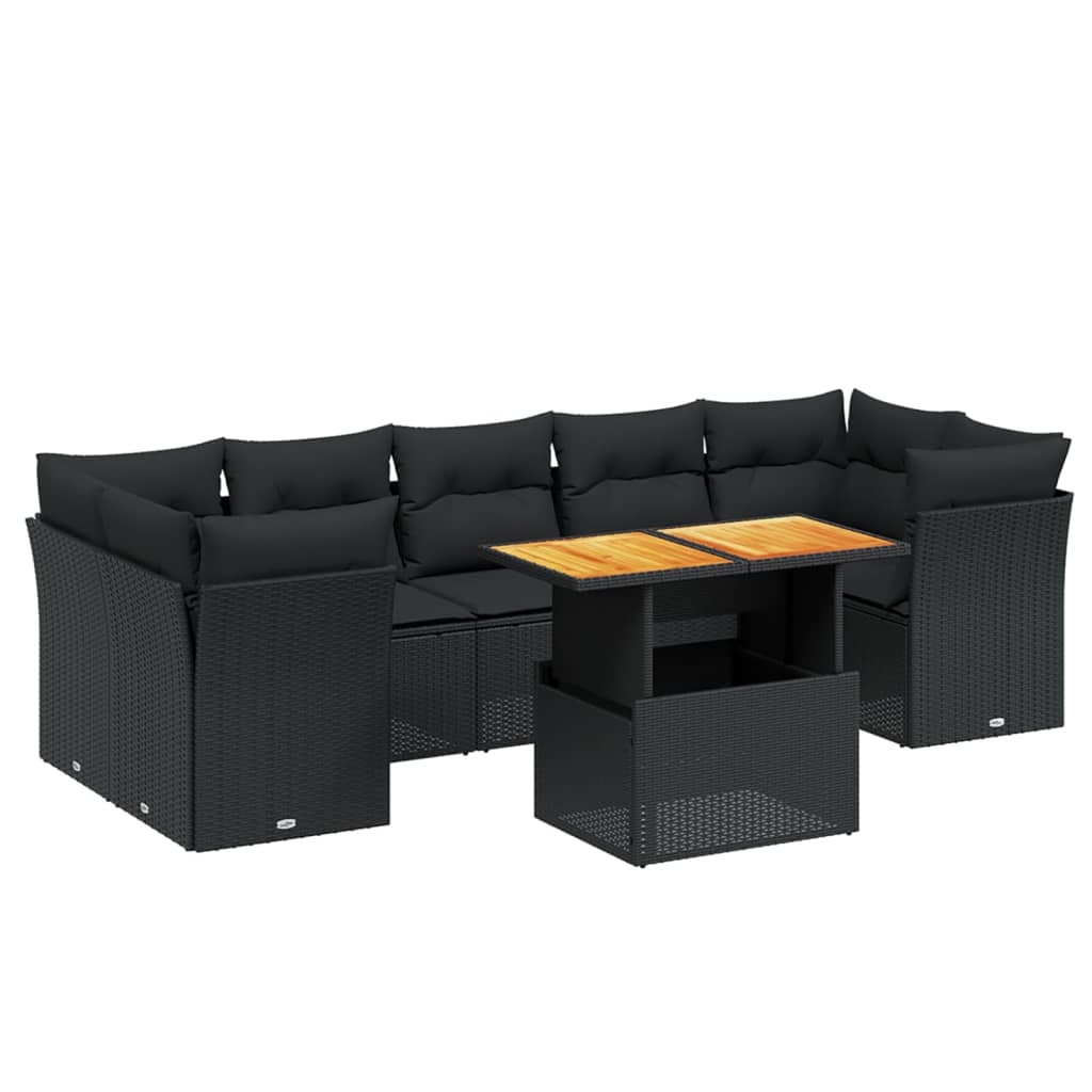 Thumbnail - vidaXL 8-tlg. Garten-Sofagarnitur mit Kissen Schwarz Poly Rattan