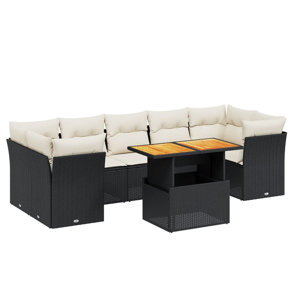 Thumbnail - vidaXL 8-tlg. Garten-Sofagarnitur mit Kissen Schwarz Poly Rattan