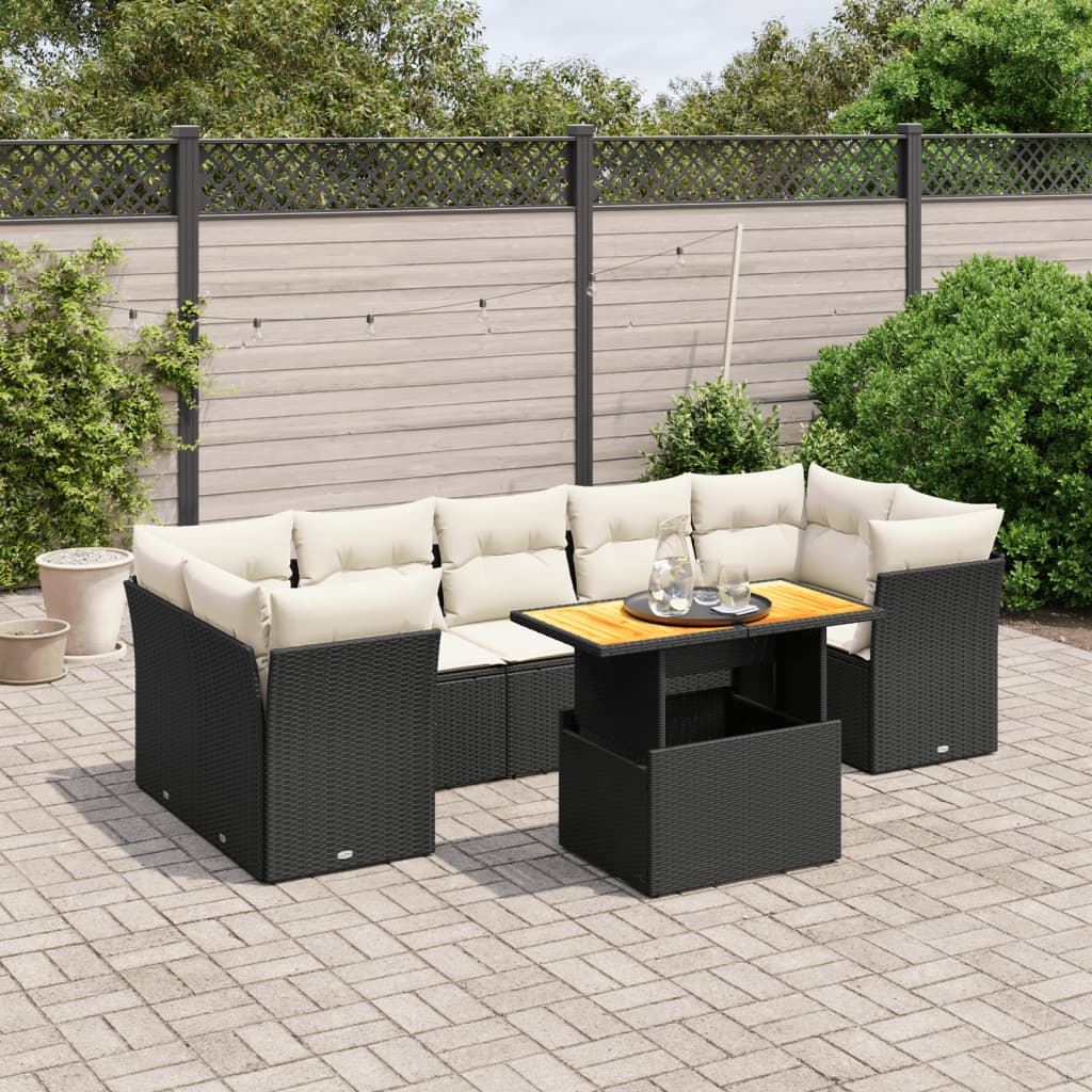 Thumbnail - vidaXL 8-tlg. Garten-Sofagarnitur mit Kissen Schwarz Poly Rattan