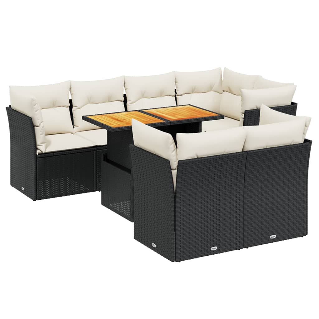 Thumbnail - vidaXL 8-tlg. Garten-Sofagarnitur mit Kissen Schwarz Poly Rattan