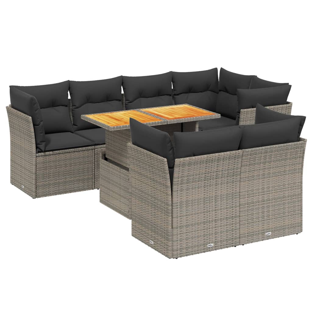 Thumbnail - vidaXL 8-tlg. Garten-Sofagarnitur mit Kissen Grau Poly Rattan
