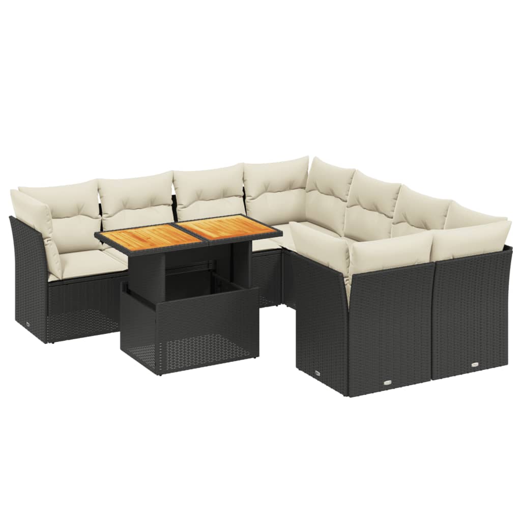 Thumbnail - vidaXL 9-tlg. Garten-Sofagarnitur mit Kissen Schwarz Poly Rattan