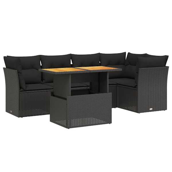 vidaXL 5-osaline aiadiivanikomplekt patjadega, must, pol&uuml;rotang