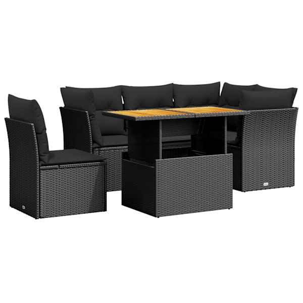 vidaXL 5-osaline aiadiivanikomplekt patjadega, must, pol&uuml;rotang