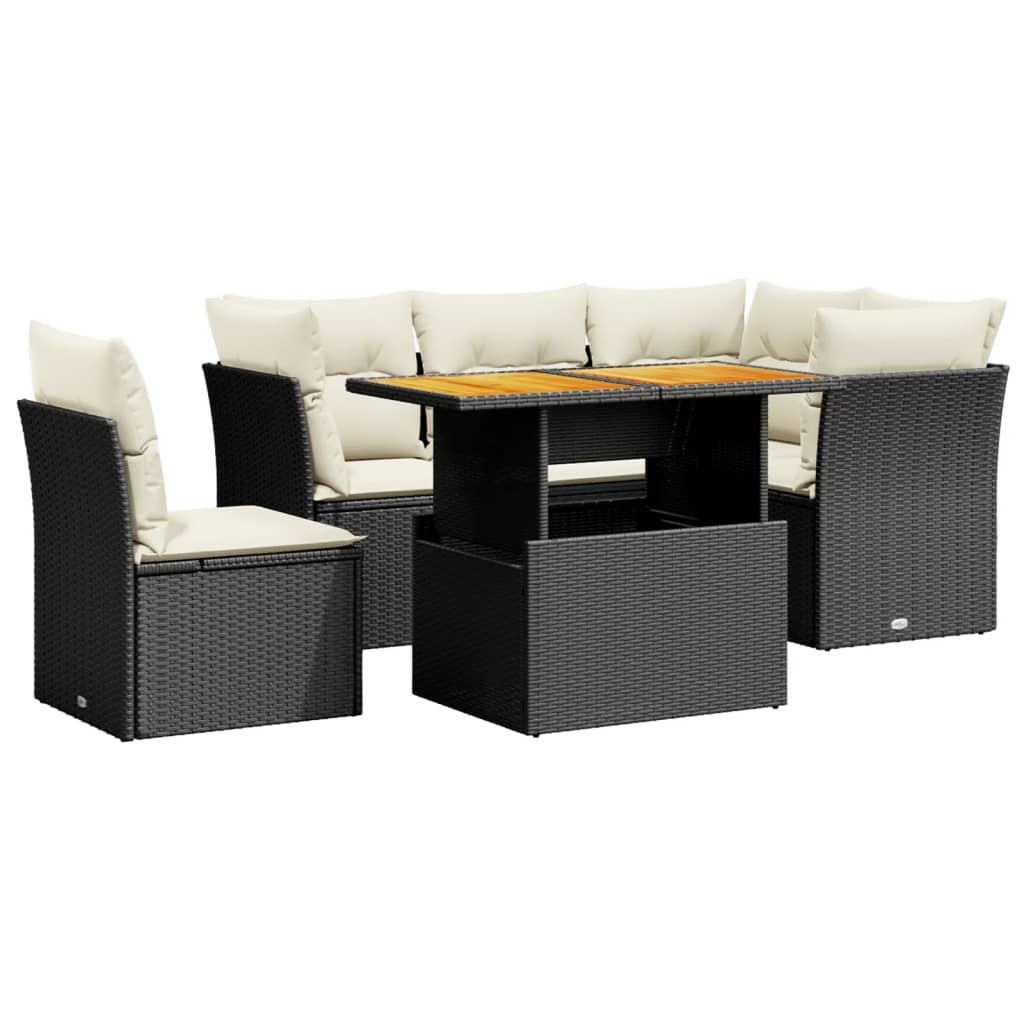 Thumbnail - vidaXL 5-tlg. Garten-Sofagarnitur mit Kissen Schwarz Poly Rattan