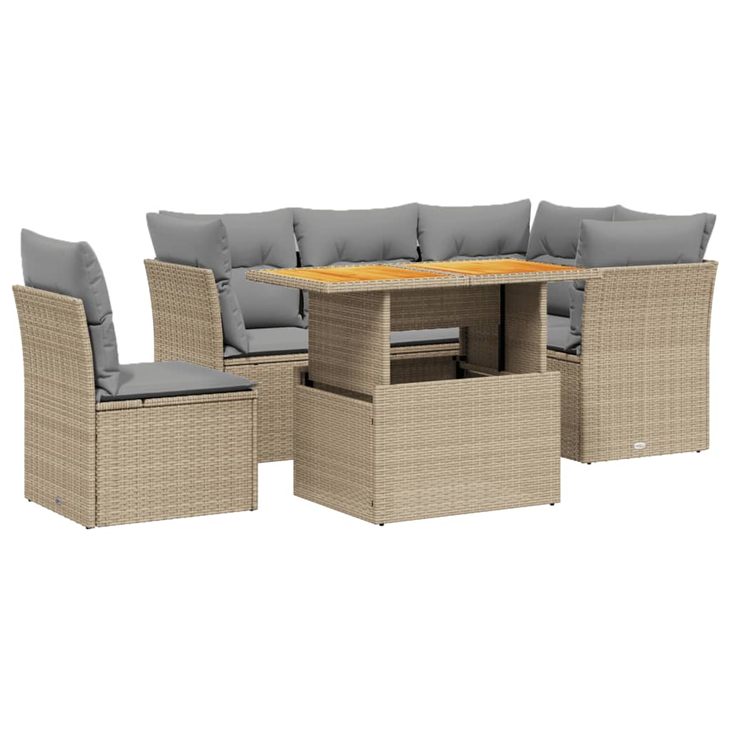 Thumbnail - vidaXL 5-tlg. Garten-Sofagarnitur mit Kissen Beige Poly Rattan