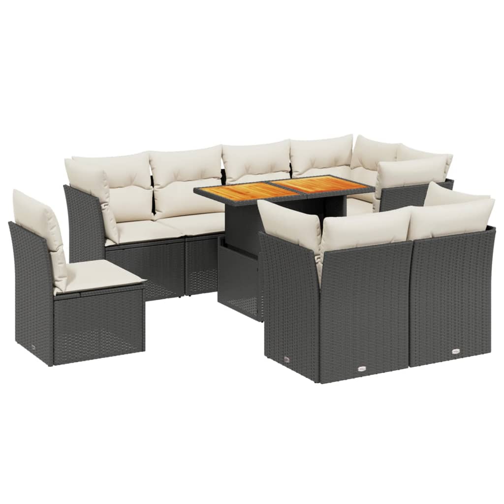 Thumbnail - vidaXL 9-tlg. Garten-Sofagarnitur mit Kissen Schwarz Poly Rattan