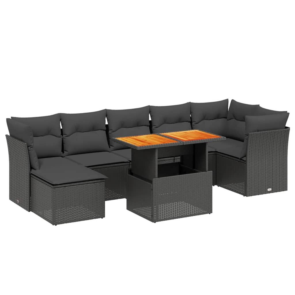 Thumbnail - vidaXL 8-tlg. Garten-Sofagarnitur mit Kissen Schwarz Poly Rattan