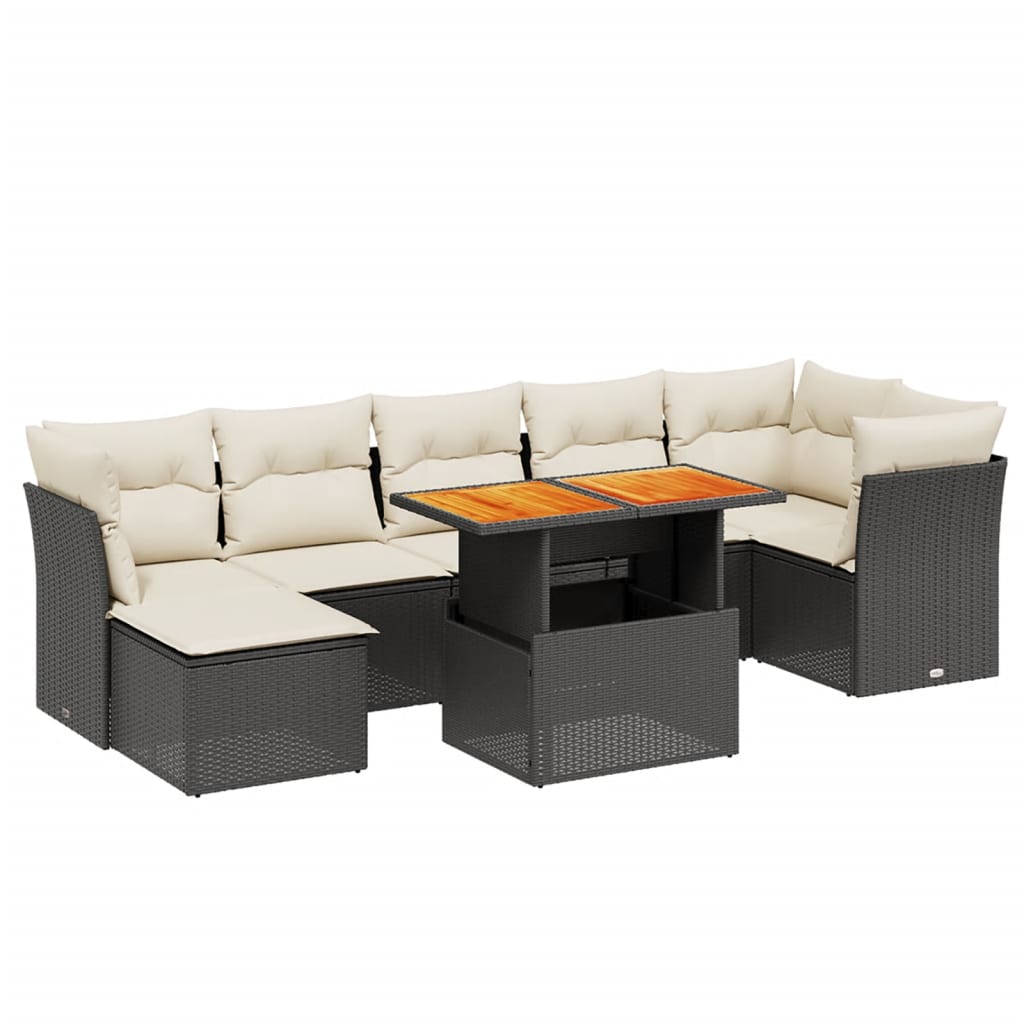 Thumbnail - vidaXL 8-tlg. Garten-Sofagarnitur mit Kissen Schwarz Poly Rattan