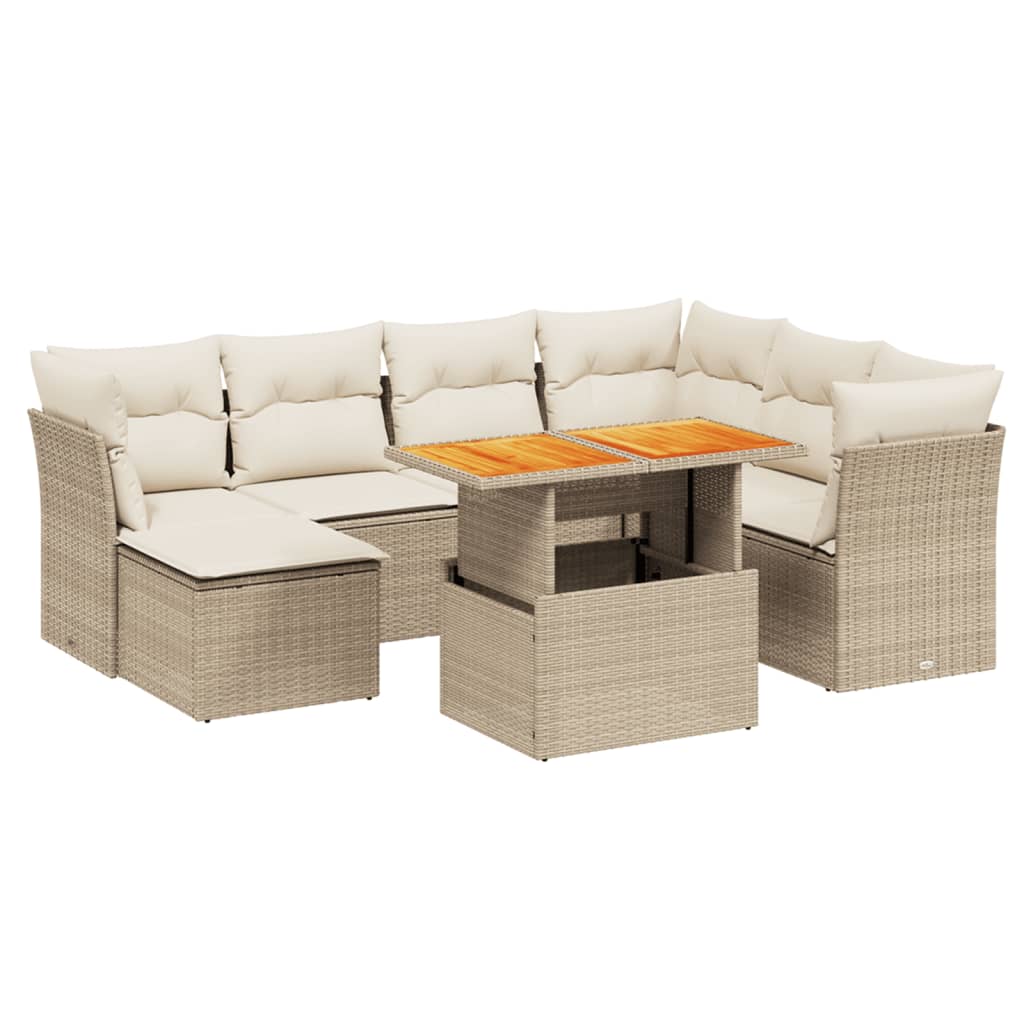 Thumbnail - vidaXL 8-tlg. Garten-Sofagarnitur mit Kissen Beige Poly Rattan