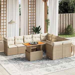 Vrtna sedežna garnitura 10-delna z blazinami bež poli ratan