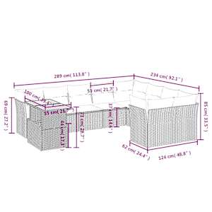 vidaXL 10-tlg. Garten-Sofagarnitur mit Kissen Beige Poly Rattan