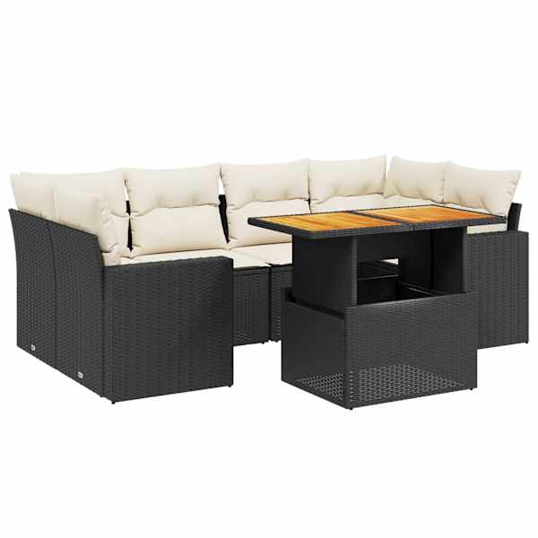 vidaXL 7-osaline aiadiivani komplekt patjadega, must, pol&uuml;rotang