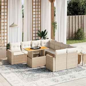 Vrtna garnitura 9-delna z blazinami bež poli ratan