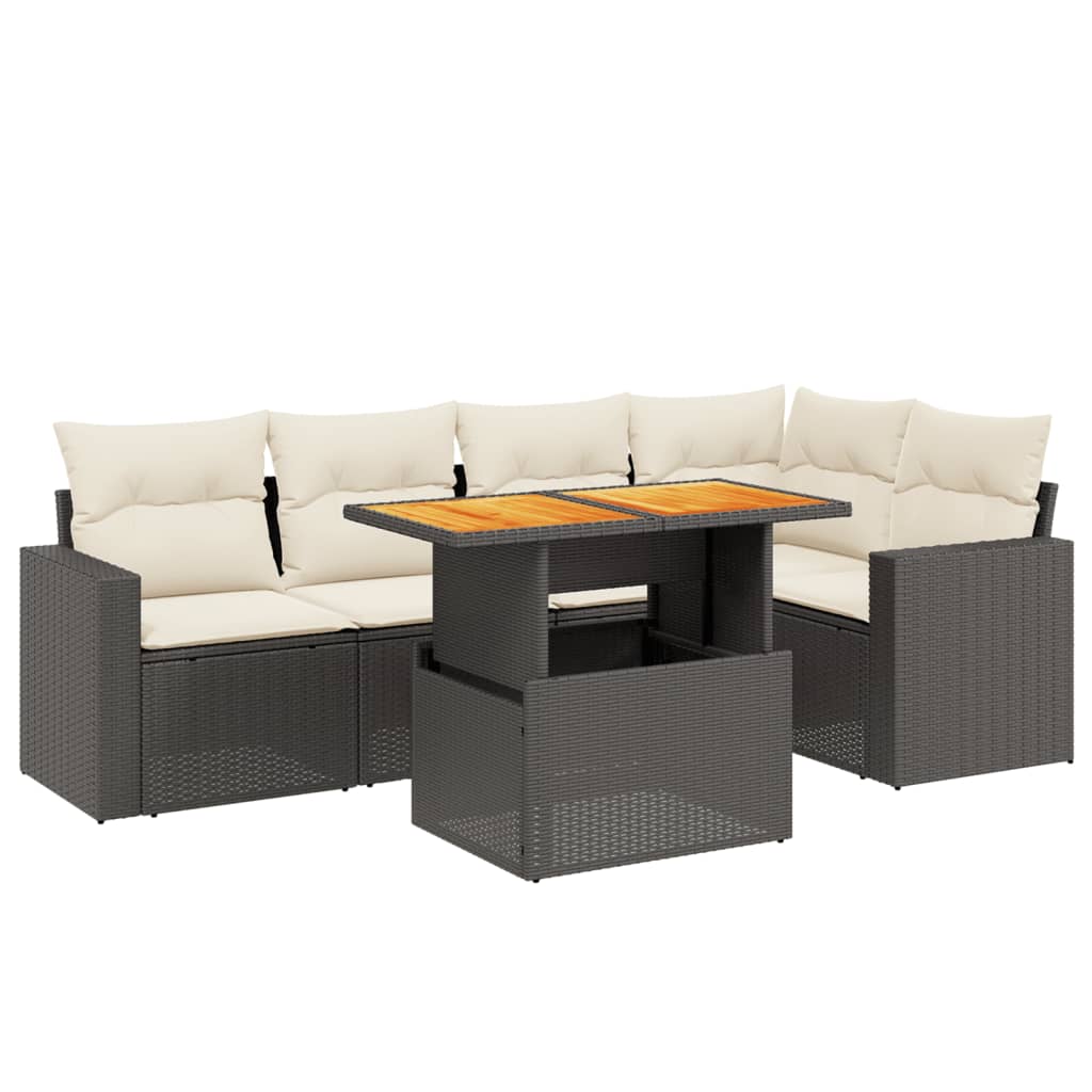 Thumbnail - vidaXL 6-tlg. Garten-Sofagarnitur mit Kissen Schwarz Poly Rattan