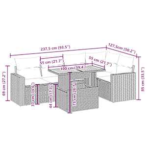 vidaXL Salon de jardin avec coussins 6 pcs beige r&eacute;sine tress&eacute;e
