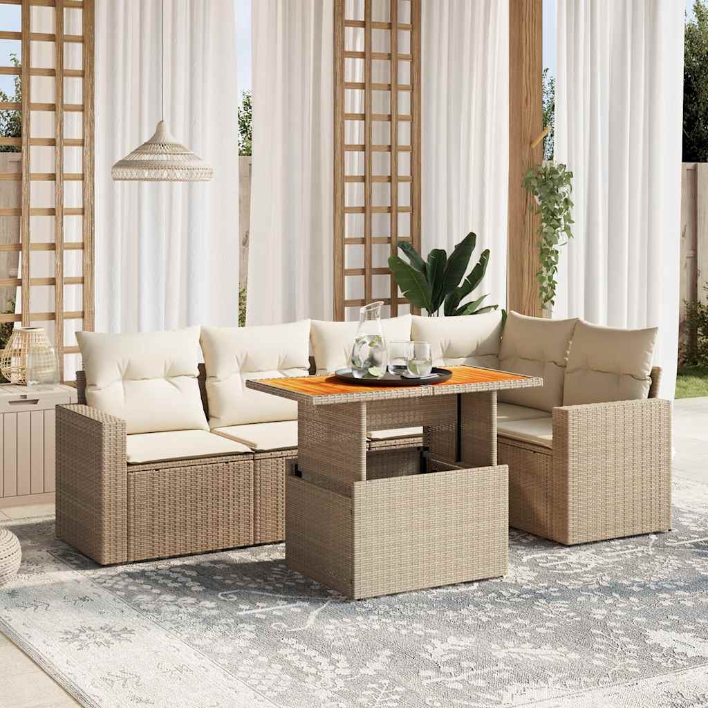 vidaXL Set canapele de grădină cu perne, 6 piese, bej, poliratan