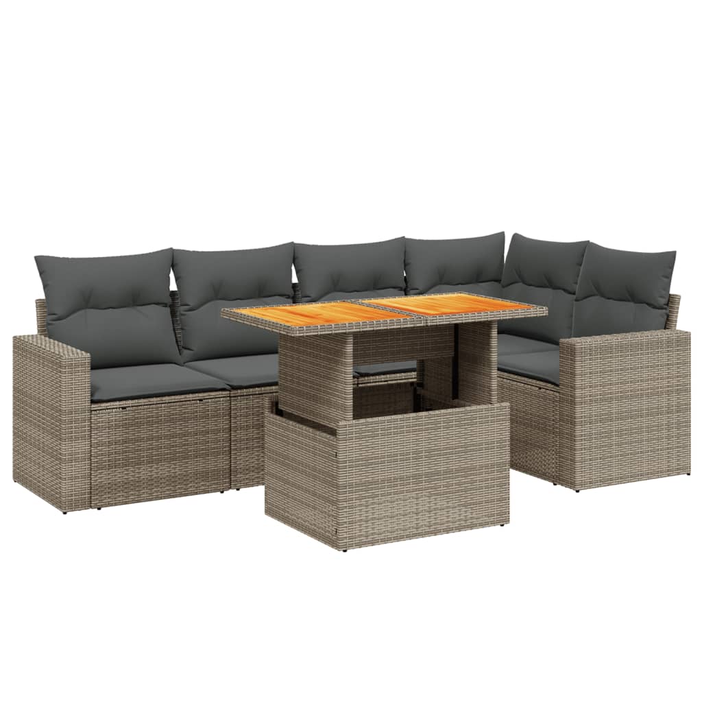Thumbnail - vidaXL 6-tlg. Garten-Sofagarnitur mit Kissen Grau Poly Rattan