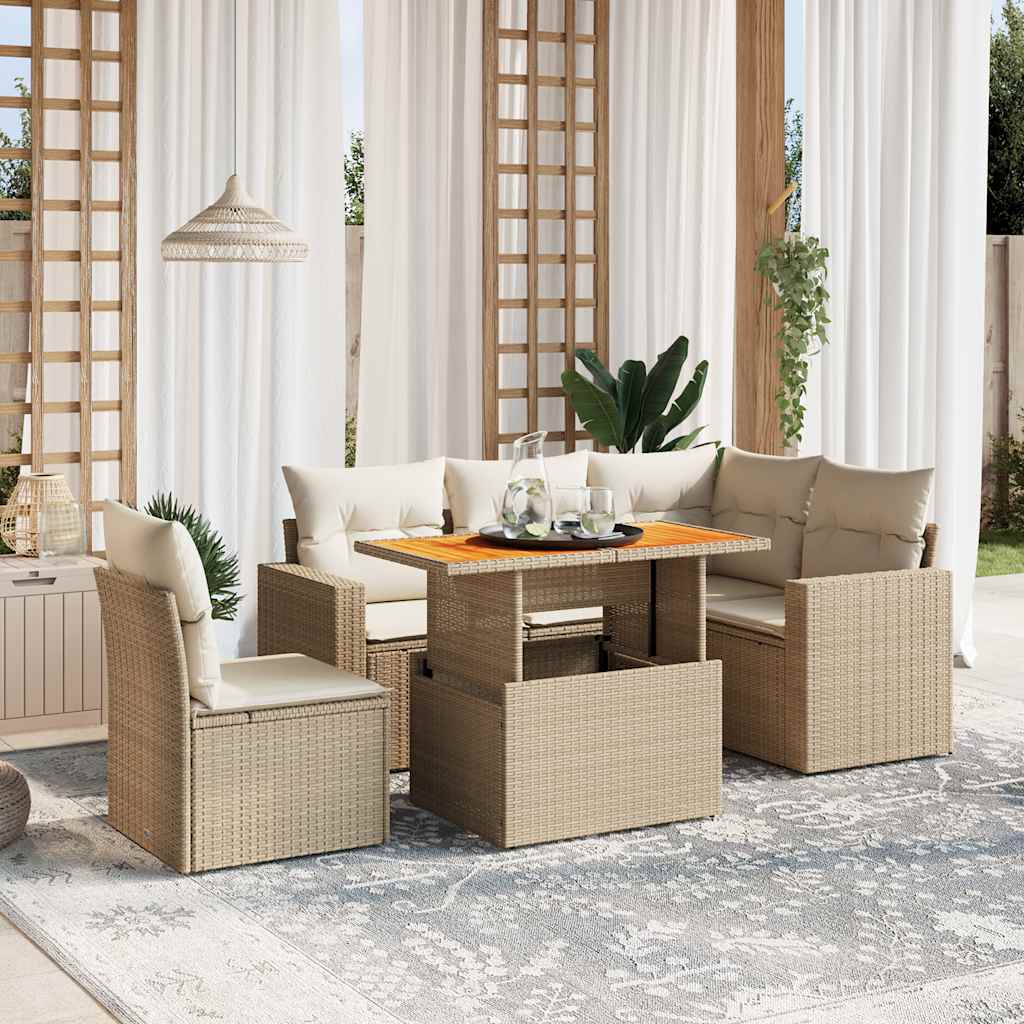 vidaXL Set canapele de grădină cu perne, 6 piese, bej, poliratan