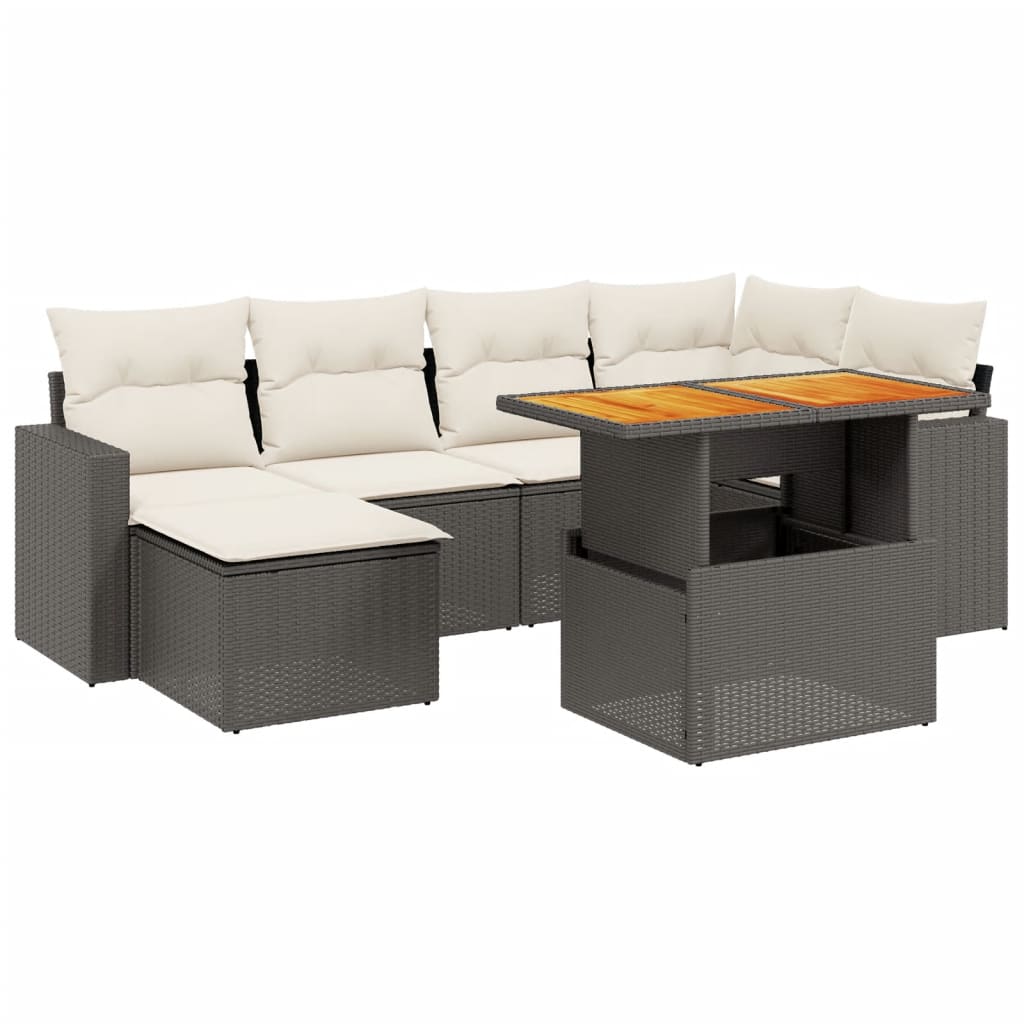 Thumbnail - vidaXL 7-tlg. Garten-Sofagarnitur mit Kissen Schwarz Poly Rattan