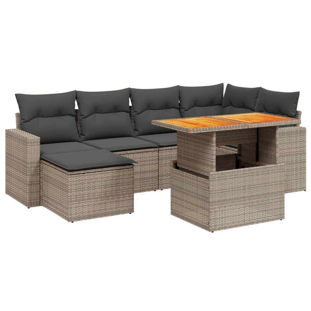 Thumbnail - vidaXL 7-tlg. Garten-Sofagarnitur mit Kissen Grau Poly Rattan