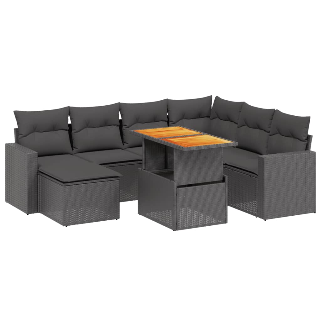 Thumbnail - vidaXL 8-tlg. Garten-Sofagarnitur mit Kissen Schwarz Poly Rattan