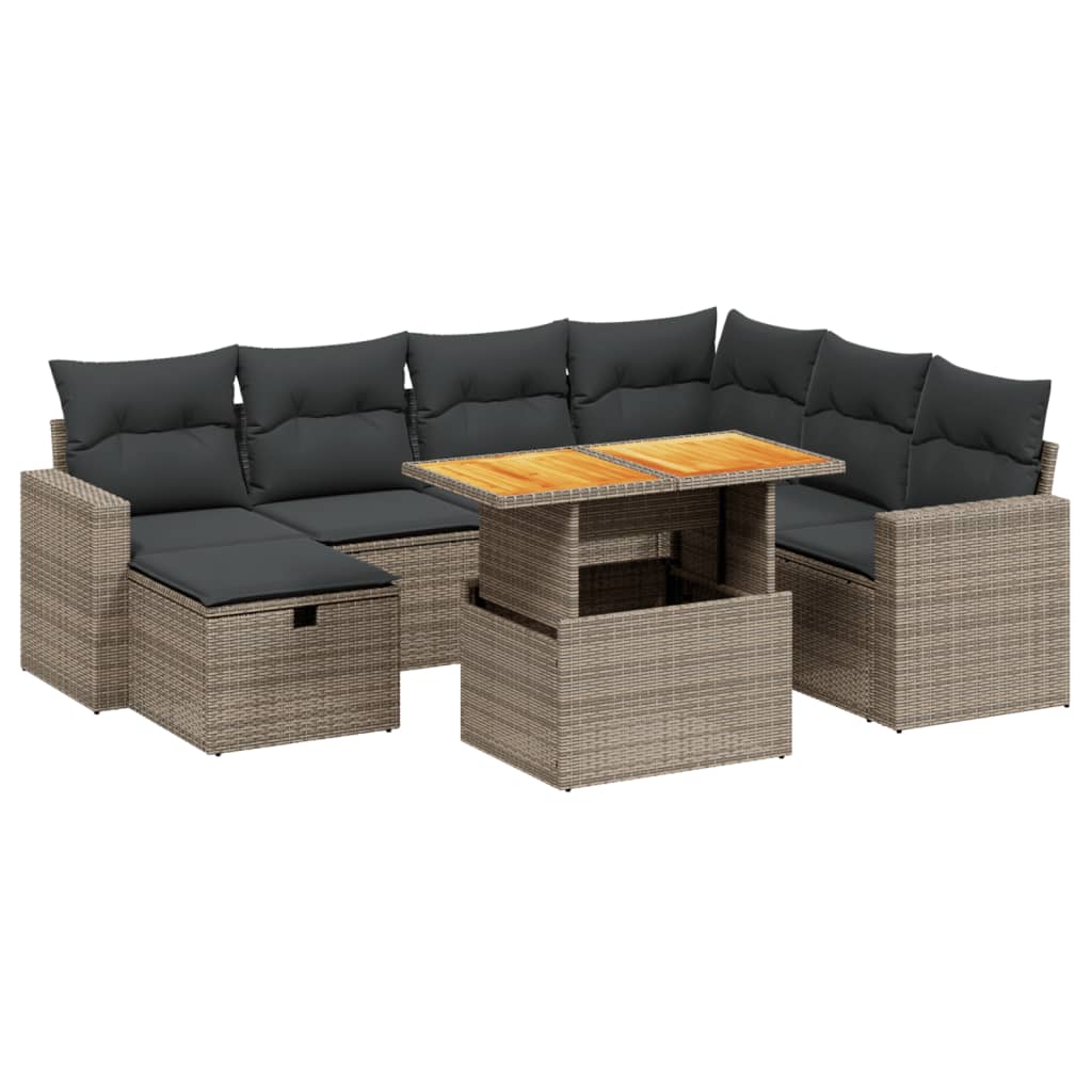 Thumbnail - vidaXL 8-tlg. Garten-Sofagarnitur mit Kissen Grau Poly Rattan
