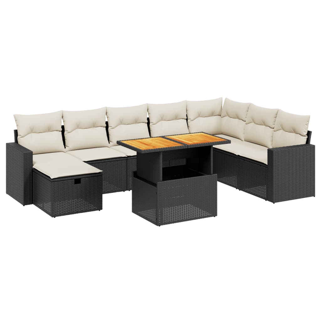 Thumbnail - vidaXL 9-tlg. Garten-Sofagarnitur mit Kissen Schwarz Poly Rattan