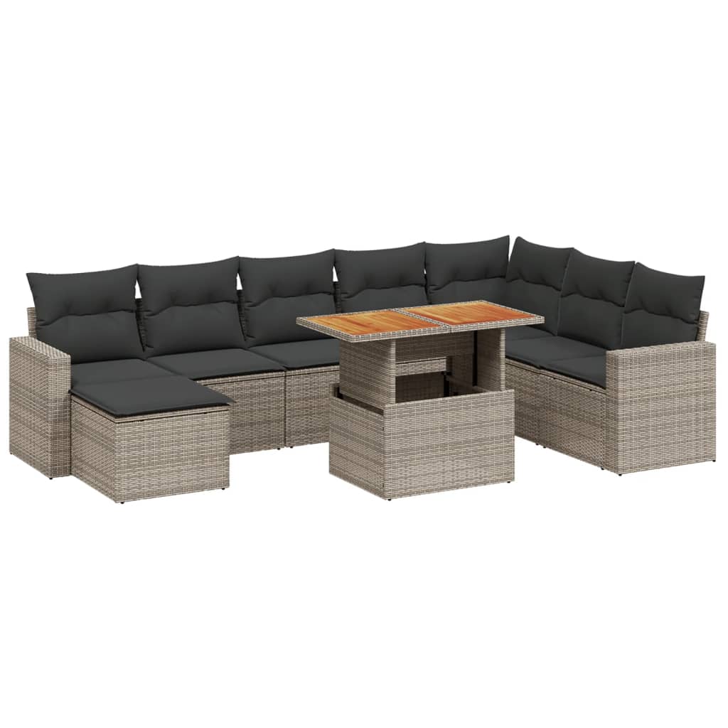 Thumbnail - vidaXL 9-tlg. Garten-Sofagarnitur mit Kissen Grau Poly Rattan