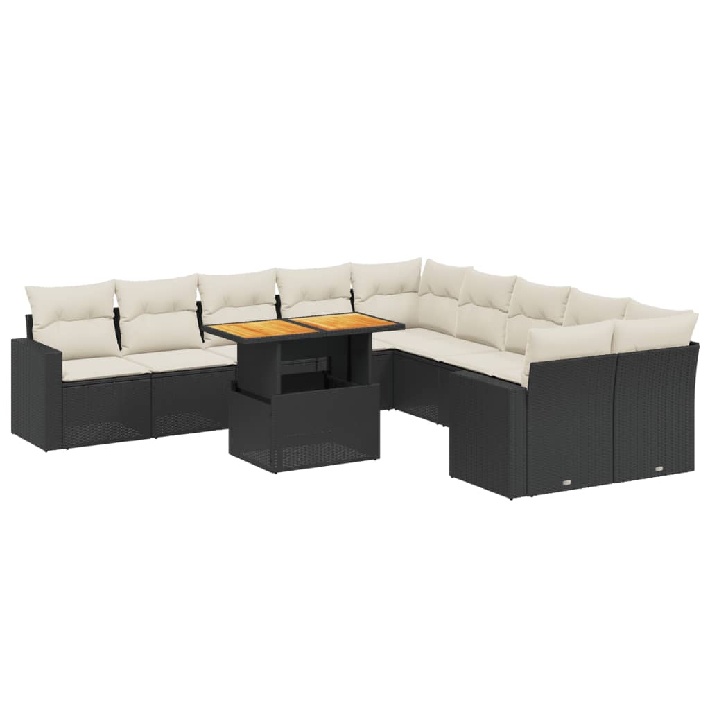 Thumbnail - vidaXL 11-tlg. Garten-Sofagarnitur mit Kissen Schwarz Poly Rattan